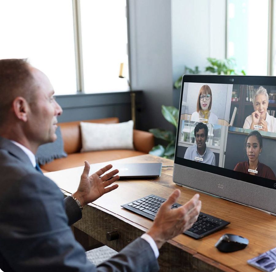 Video meeting on a Cisco desk device